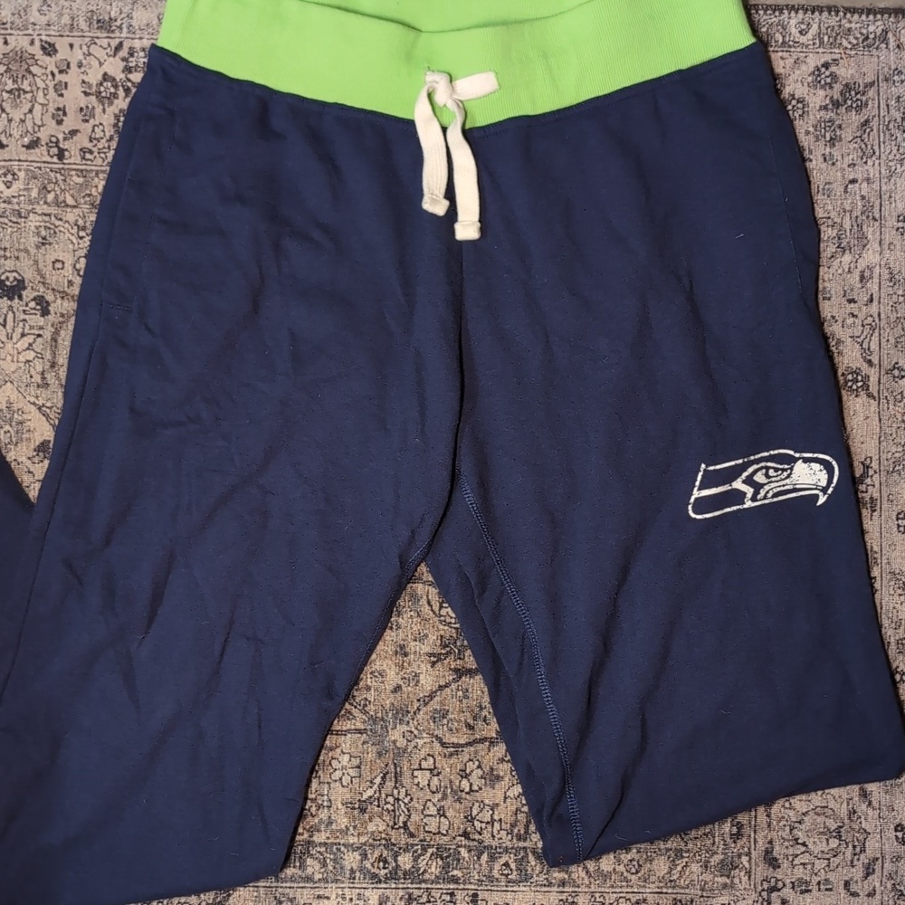 Seattle Seahawks Navy & Green Sweatpants with Green Waistband